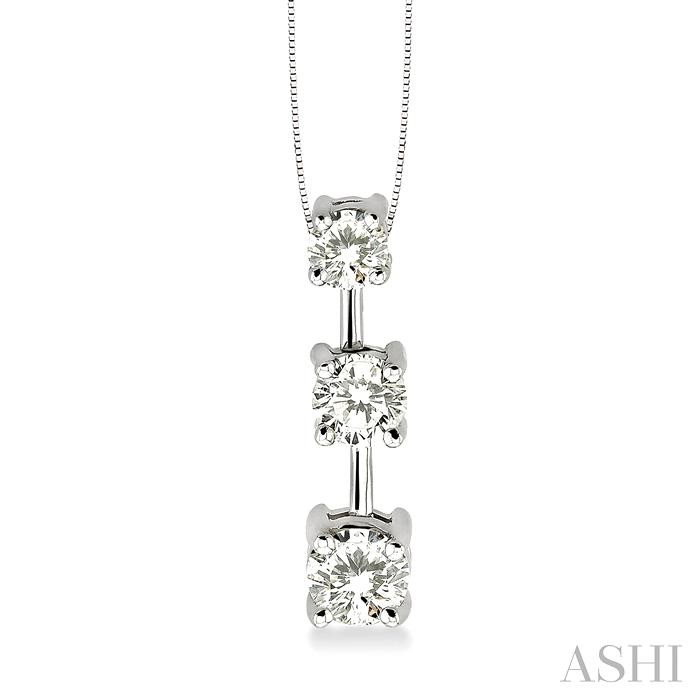 Round Shape Past Present & Future Diamond Pendant