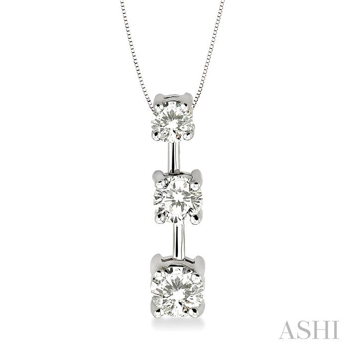 Round Shape Past Present & Future Diamond Pendant