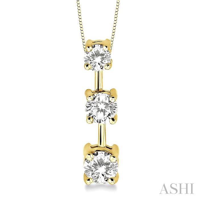 Round Shape Past Present & Future Diamond Pendant