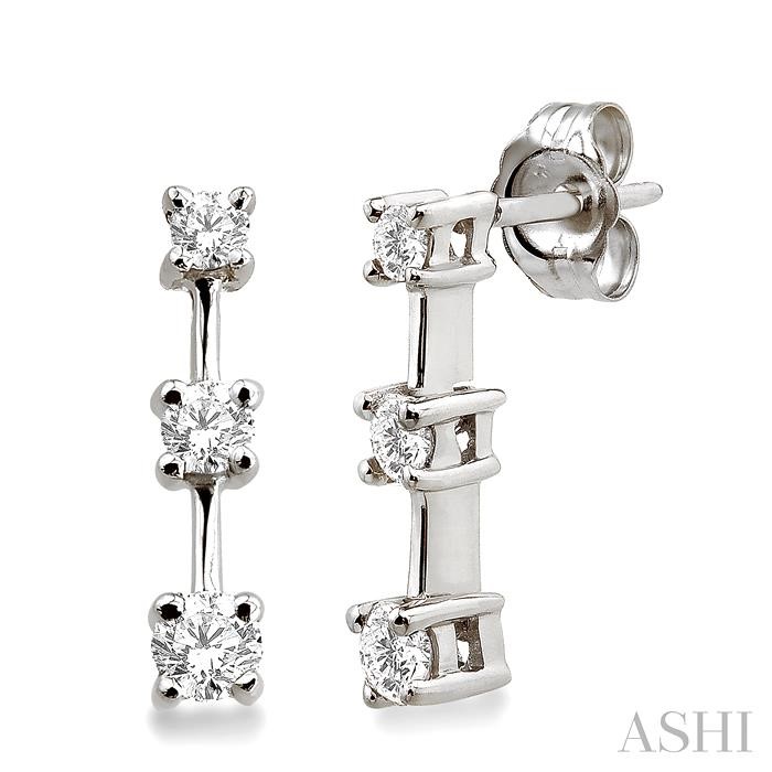 ROUND SHAPE PAST PRESENT & FUTURE DIAMOND EARRINGS