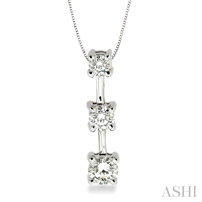 Round Shape Past Present & Future Diamond Pendant