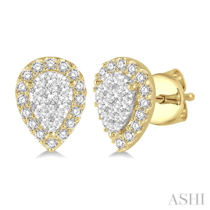 PEAR SHAPE HALO LOVEBRIGHT ESSENTIAL DIAMOND EARRINGS