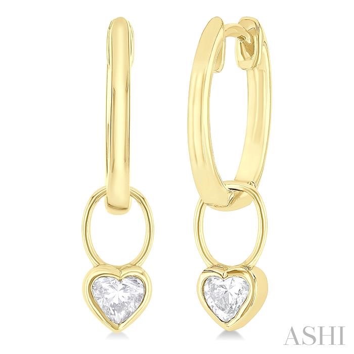 HEART SHAPE BEZEL SET DIAMOND HUGGIE FASHION EARRINGS