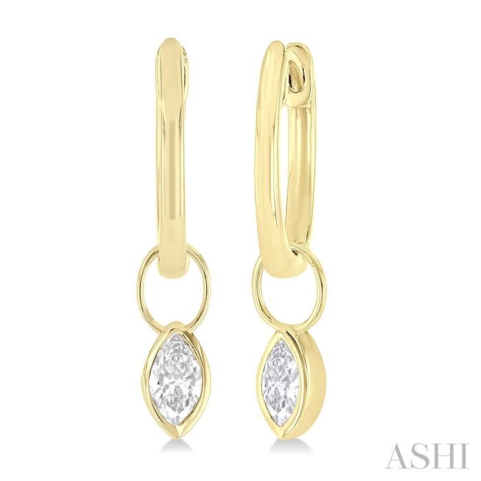 MARQUISE SHAPE BEZEL SET DIAMOND HUGGIE EARRINGS