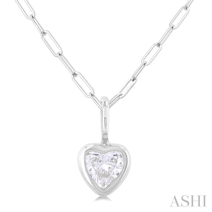 HEART SHAPE BEZEL SET PAPER CLIP DIAMOND FASHION PENDANT