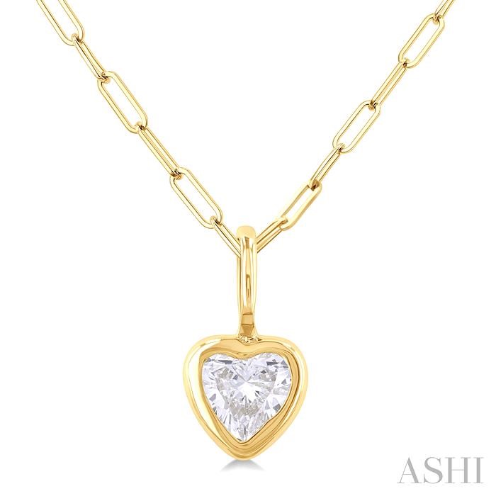 HEART SHAPE BEZEL SET PAPER CLIP DIAMOND FASHION PENDANT