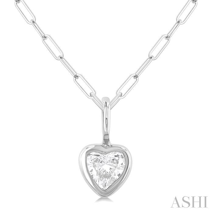 Heart Shape Bezel Set Paperclip Diamond Fashion Pendant