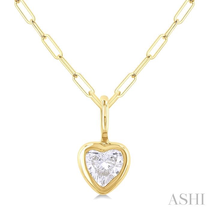 Heart Shape Bezel Set Paperclip Diamond Fashion Pendant