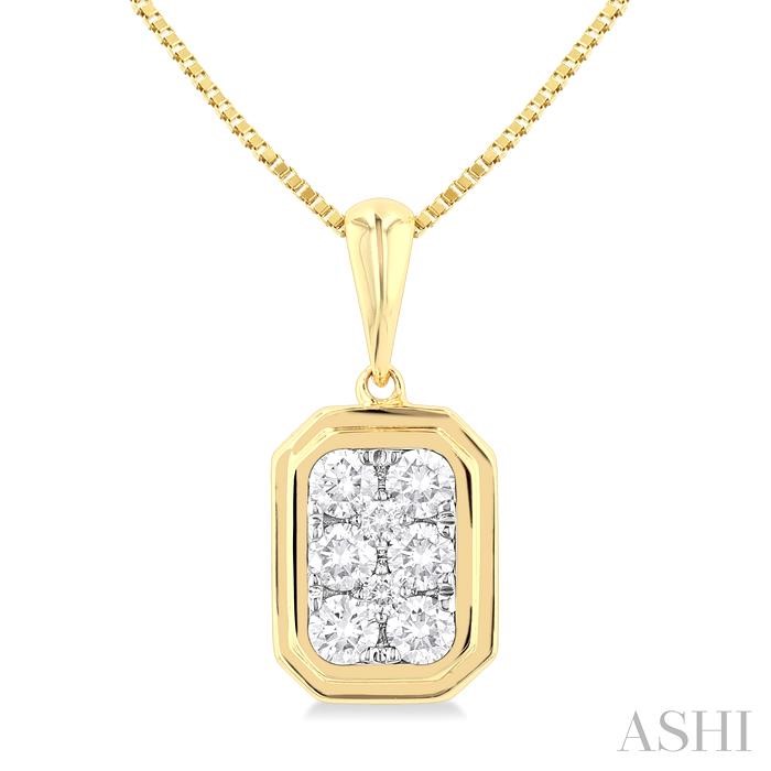 Emerald Shape Bezel Set Lovebright Diamond Fashion Pendant