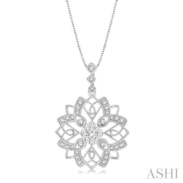 LOVEBRIGHT FLORAL LATTICE DIAMOND PENDANT