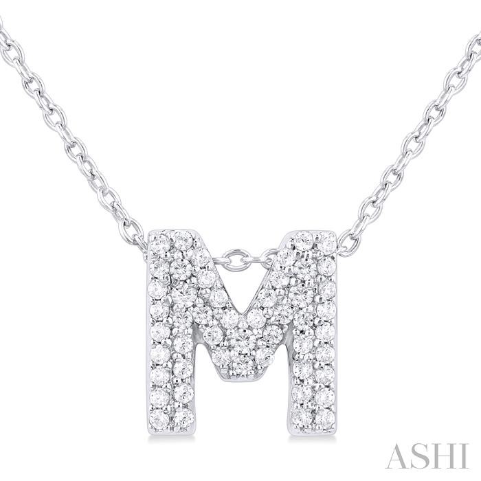 BUBBLE 'M' INITIAL DIAMOND PENDANT