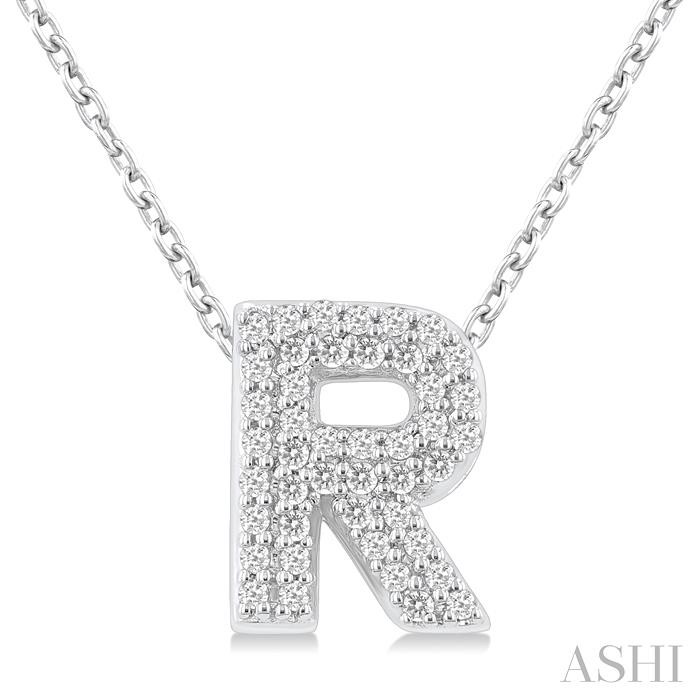 BUBBLE 'R' INITIAL DIAMOND PENDANT