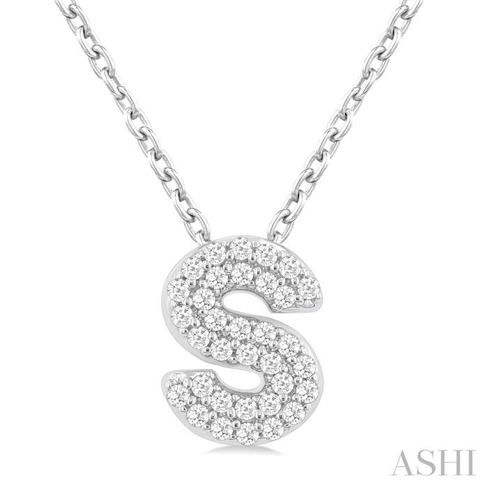 BUBBLE 'S' INITIAL DIAMOND PENDANT