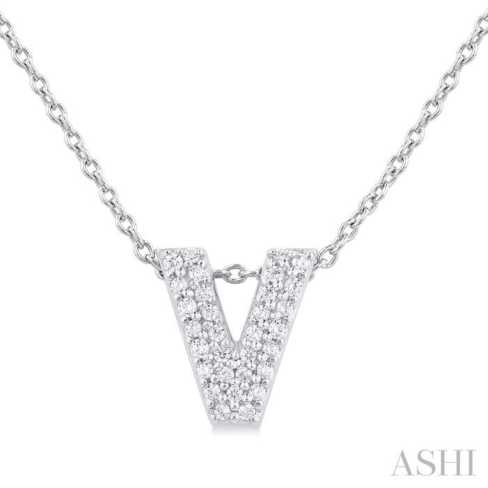 BUBBLE 'V' INITIAL DIAMOND PENDANT