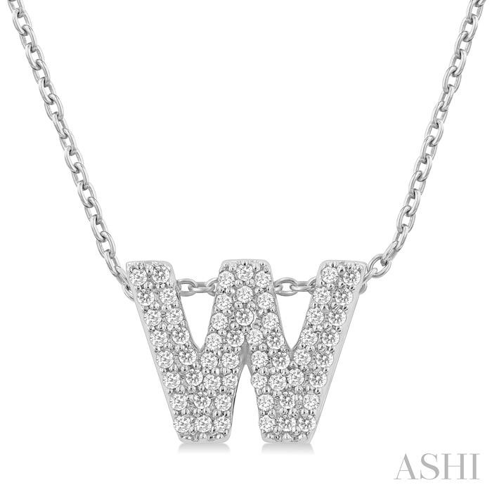 BUBBLE 'W' INITIAL DIAMOND PENDANT