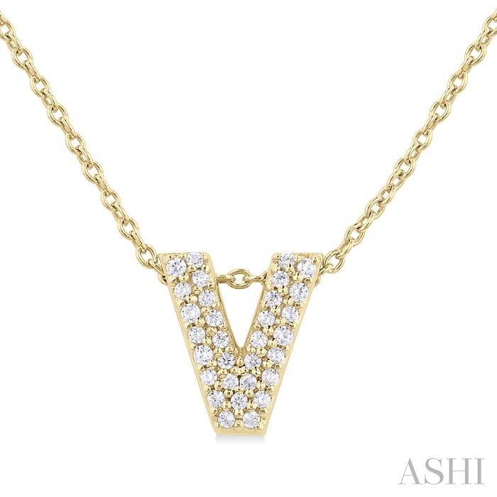 BUBBLE 'V' INITIAL DIAMOND PENDANT