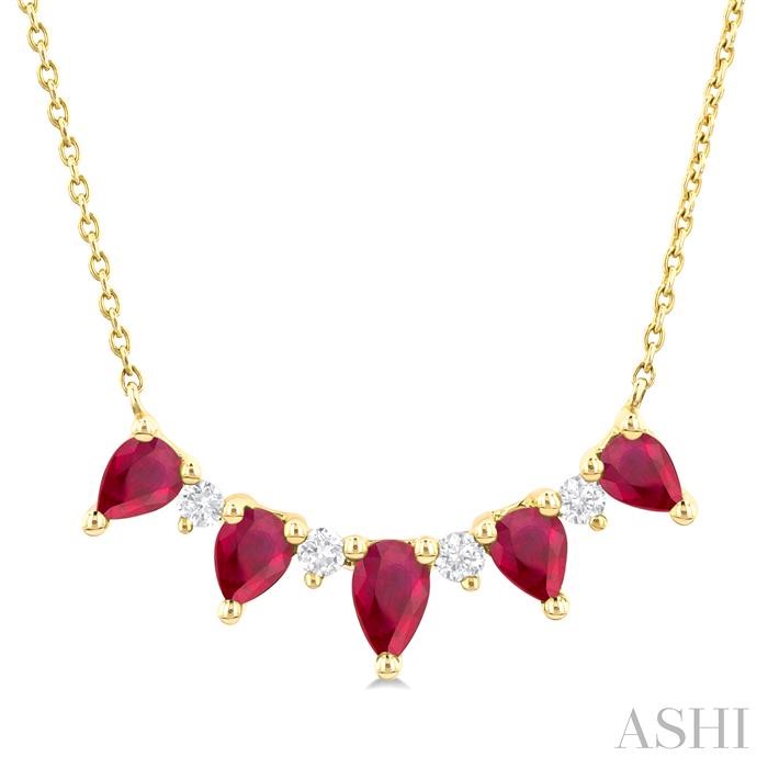 PEAR SHAPE GEMSTONE & DIAMOND NECKLACE