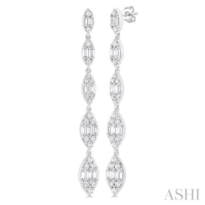 Marquise Shape Fusion Diamond Long Earrings