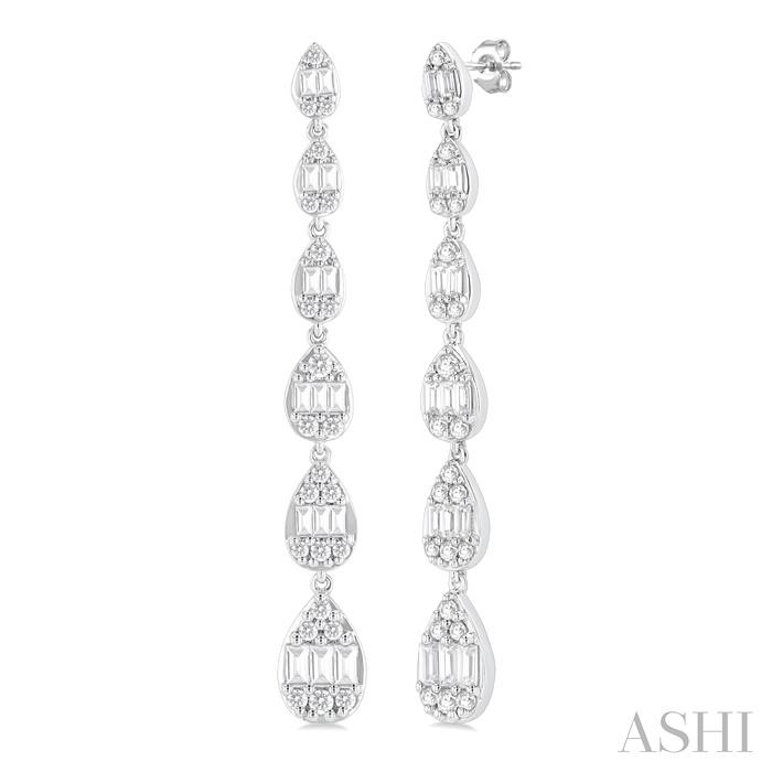 PEAR SHAPE FUSION DIAMOND LONG EARRINGS