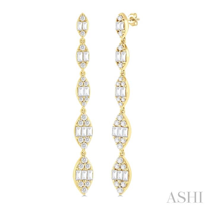 MARQUISE SHAPE FUSION DIAMOND LONG EARRINGS