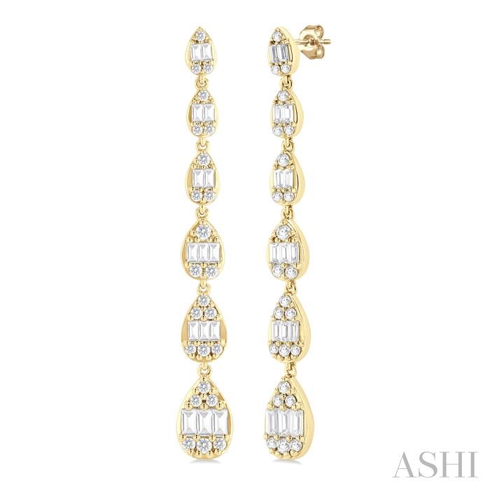 PEAR SHAPE FUSION DIAMOND LONG EARRINGS