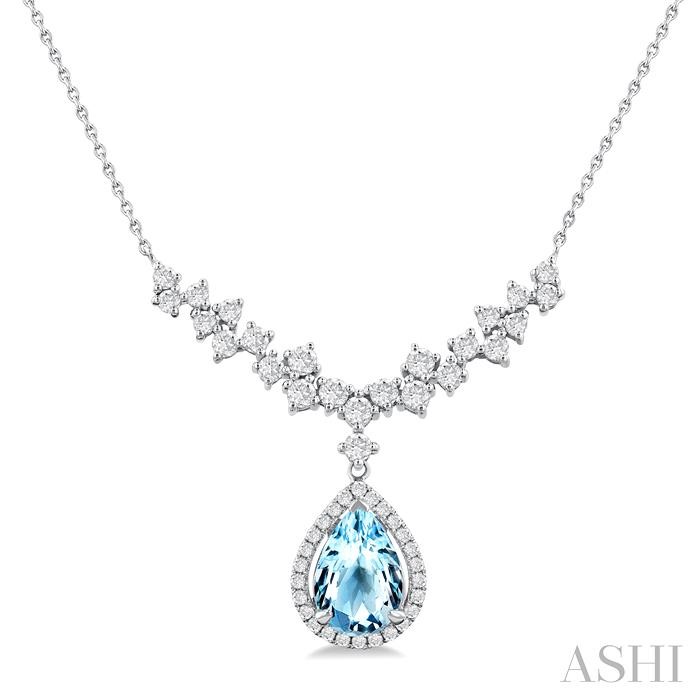 PEAR SHAPE GEMSTONE & HALO DIAMOND NECKLACE