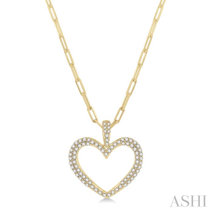 PAVE-SET HEART SHAPE PAPER CLIP DIAMOND FASHION PENDANT