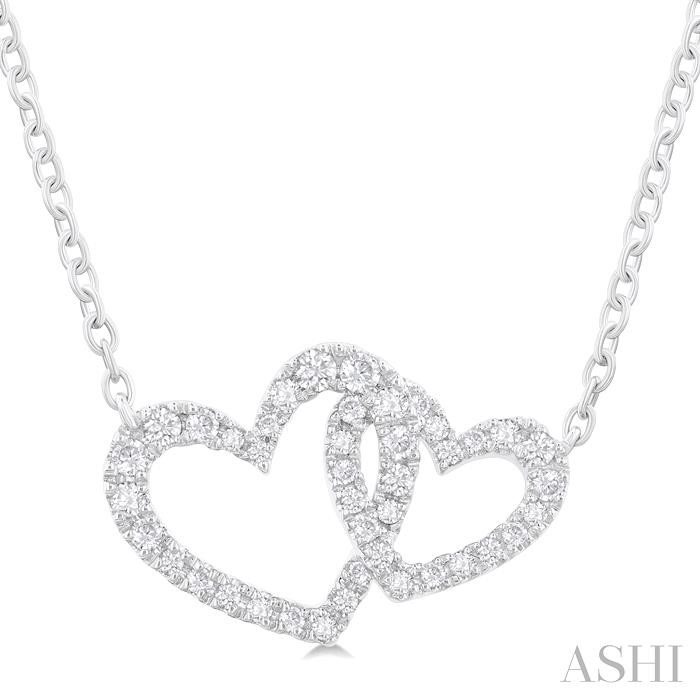 DOUBLE HEART SHAPE DIAMOND FASHION PENDANT