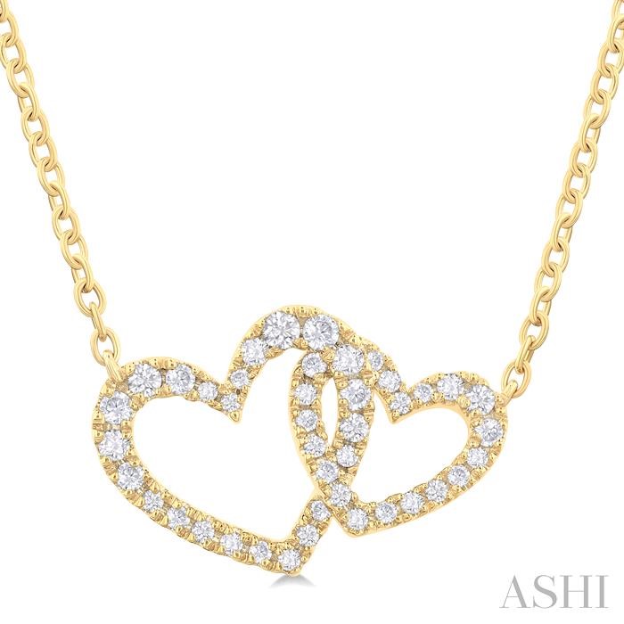 DOUBLE HEART SHAPE DIAMOND FASHION PENDANT