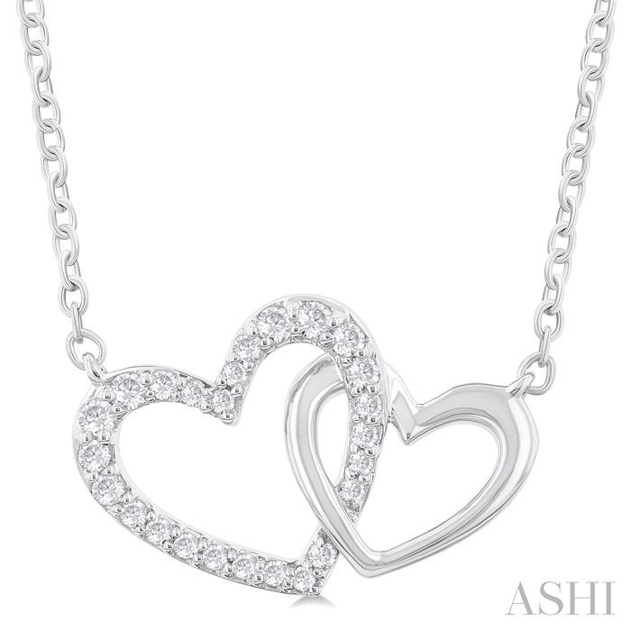 DOUBLE HEART SHAPE DIAMOND FASHION PENDANT