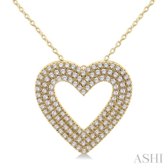 HEART SHAPE THREE ROW DIAMOND PENDANT