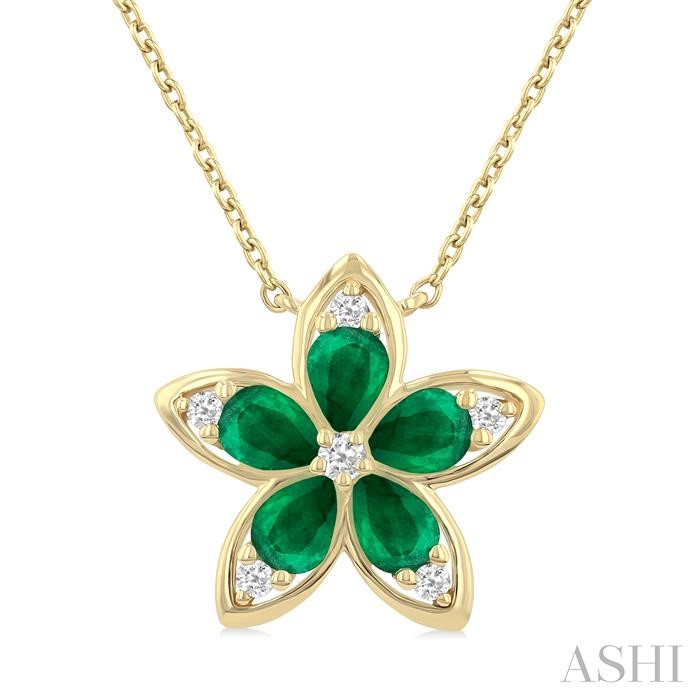 FLORAL SHAPE GEMSTONE & DIAMOND PENDANT