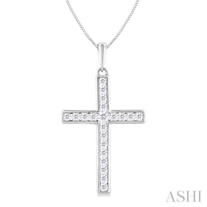 CHANNEL-SET CROSS DIAMOND PENDANT