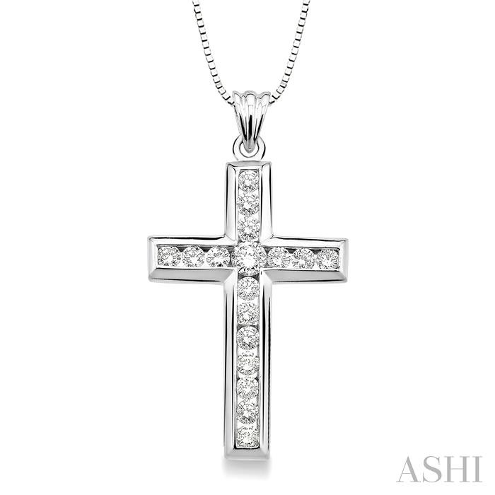 CHANNEL SET CROSS DIAMOND PENDANT