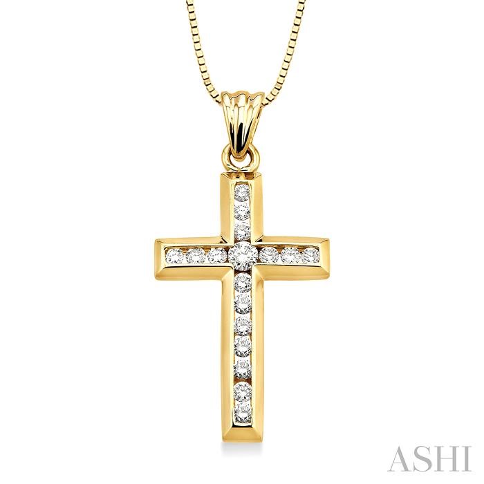 CHANNEL SET CROSS DIAMOND PENDANT