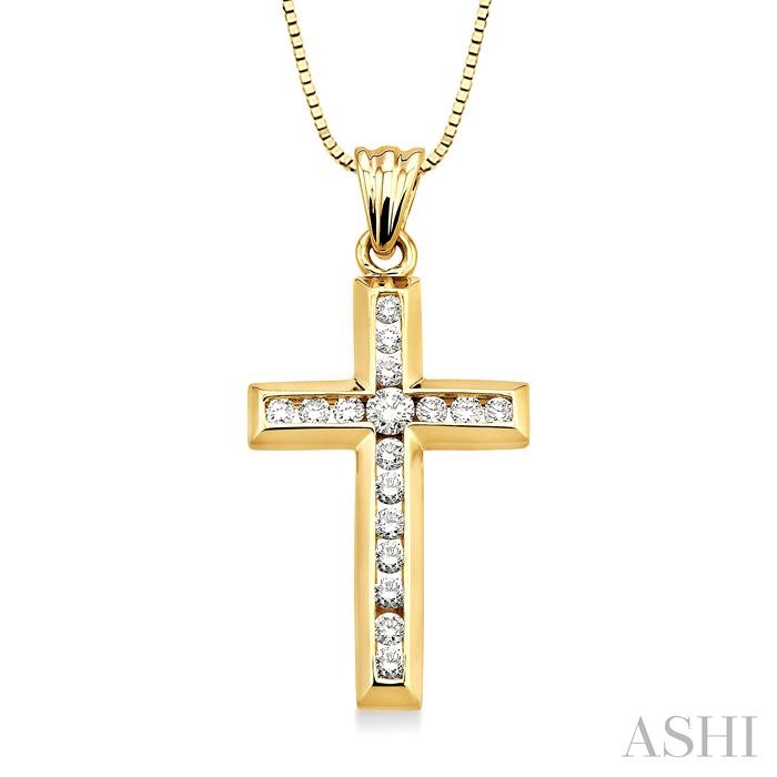 CHANNEL SET CROSS DIAMOND PENDANT