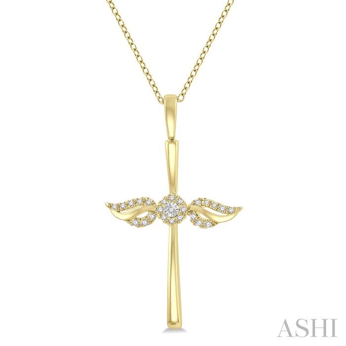 ANGEL WINGS CROSS PETITE DIAMOND PENDANT