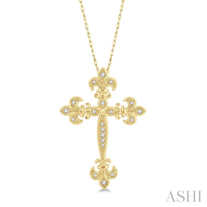 CROSS FLEUR DE LIS DIAMOND FASHION PENDANT