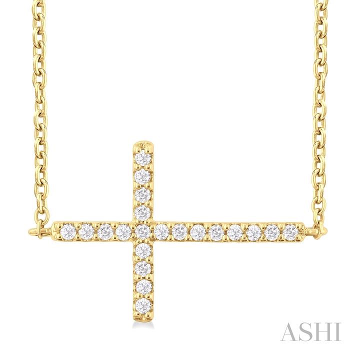 SIDEWAY CROSS PETITE DIAMOND PENDANT