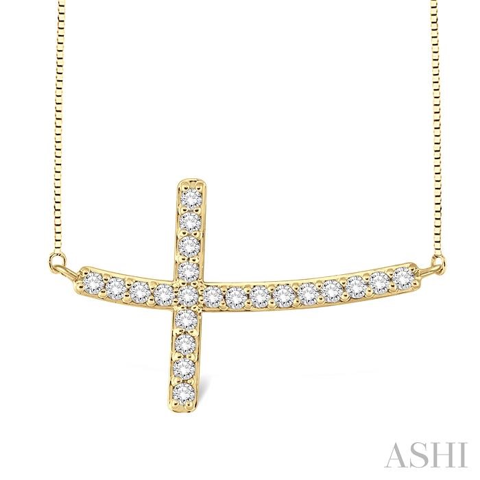 SIDEWAY CROSS DIAMOND PENDANT