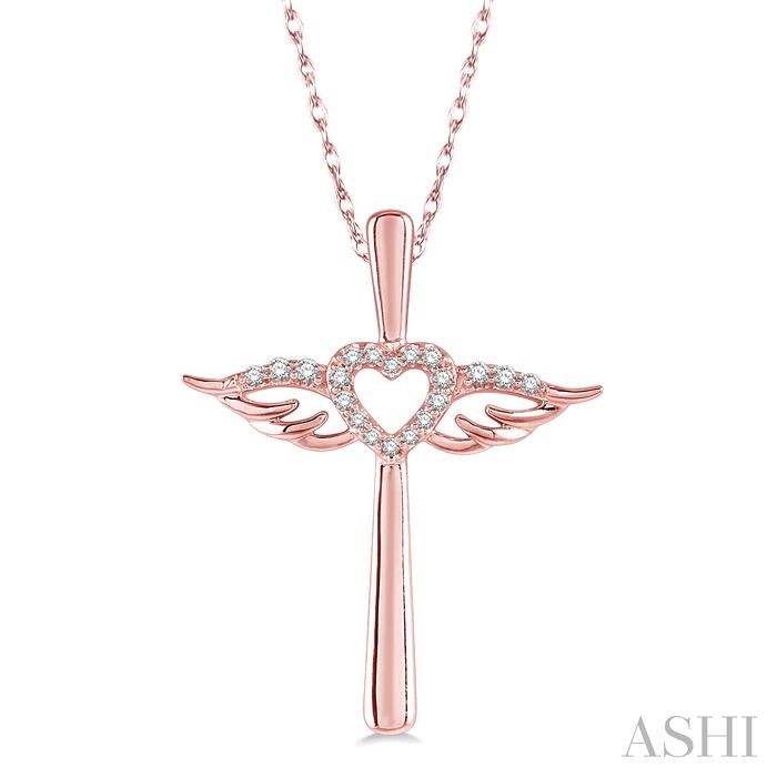 ANGEL WINGS HEART SHAPE & CROSS DIAMOND PENDANT