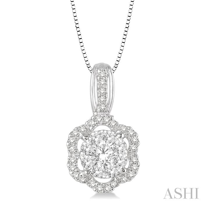 Round Shape Lovebright Diamond Flower Pendant