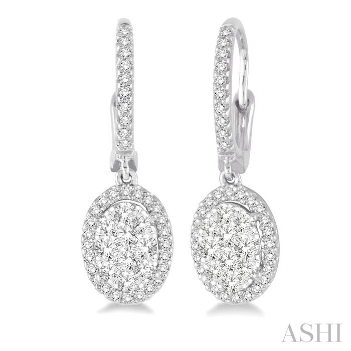 OVAL SHAPE HALO LOVEBRIGHT ESSENTIAL DIAMOND EARRINGS