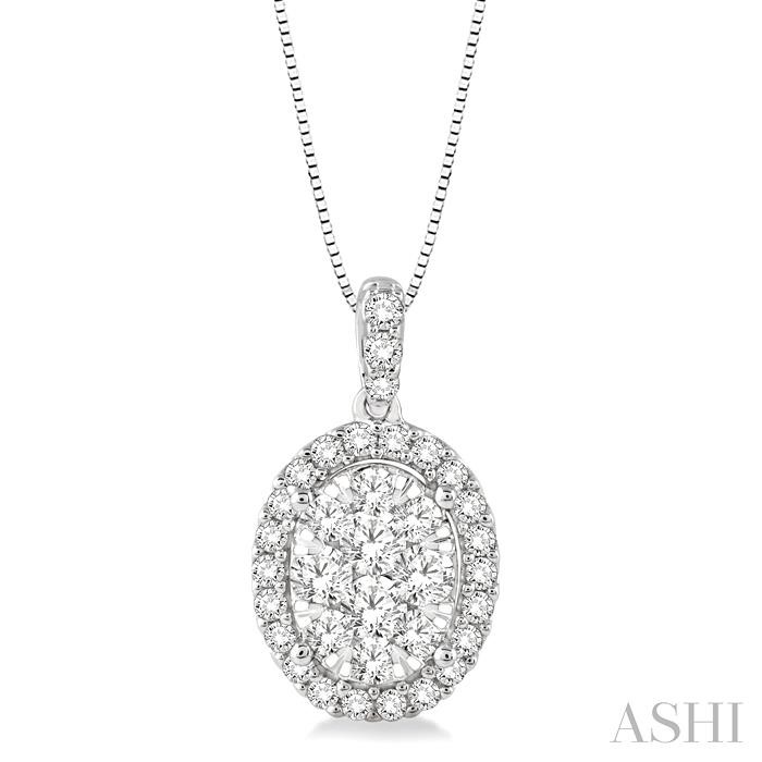 OVAL SHAPE HALO LOVEBRIGHT ESSENTIAL DIAMOND PENDANT