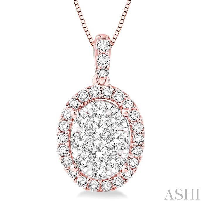 OVAL SHAPE HALO LOVEBRIGHT ESSENTIAL DIAMOND PENDANT