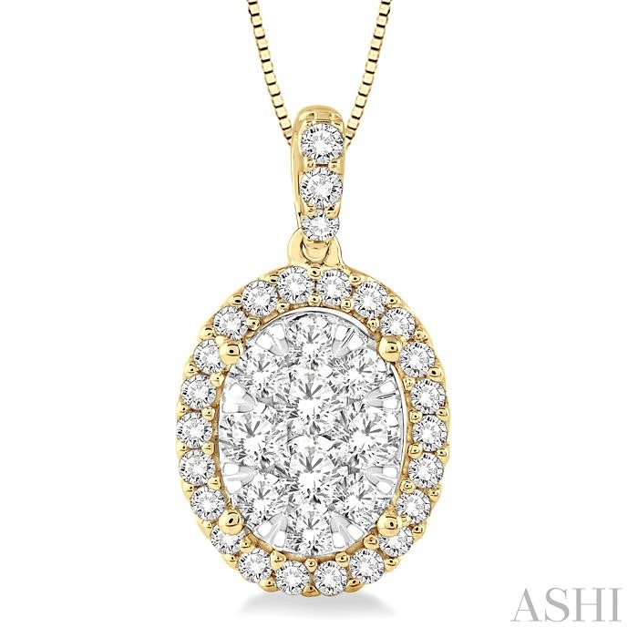 OVAL SHAPE HALO LOVEBRIGHT ESSENTIAL DIAMOND PENDANT