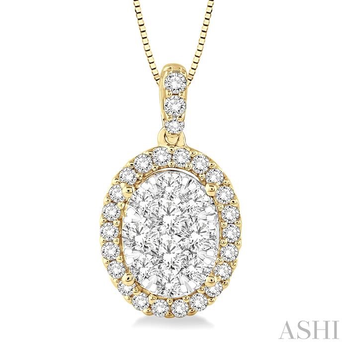 OVAL SHAPE HALO LOVEBRIGHT ESSENTIAL DIAMOND PENDANT