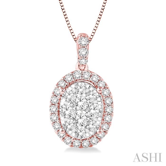 OVAL SHAPE HALO LOVEBRIGHT ESSENTIAL DIAMOND PENDANT