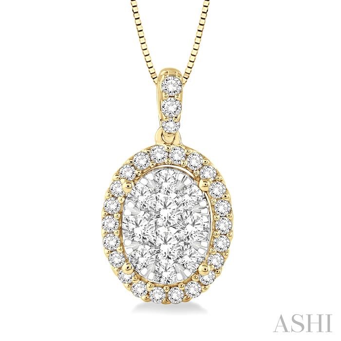 OVAL SHAPE HALO LOVEBRIGHT ESSENTIAL DIAMOND PENDANT