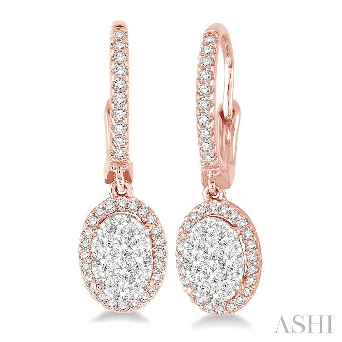 OVAL SHAPE HALO LOVEBRIGHT ESSENTIAL DIAMOND EARRINGS